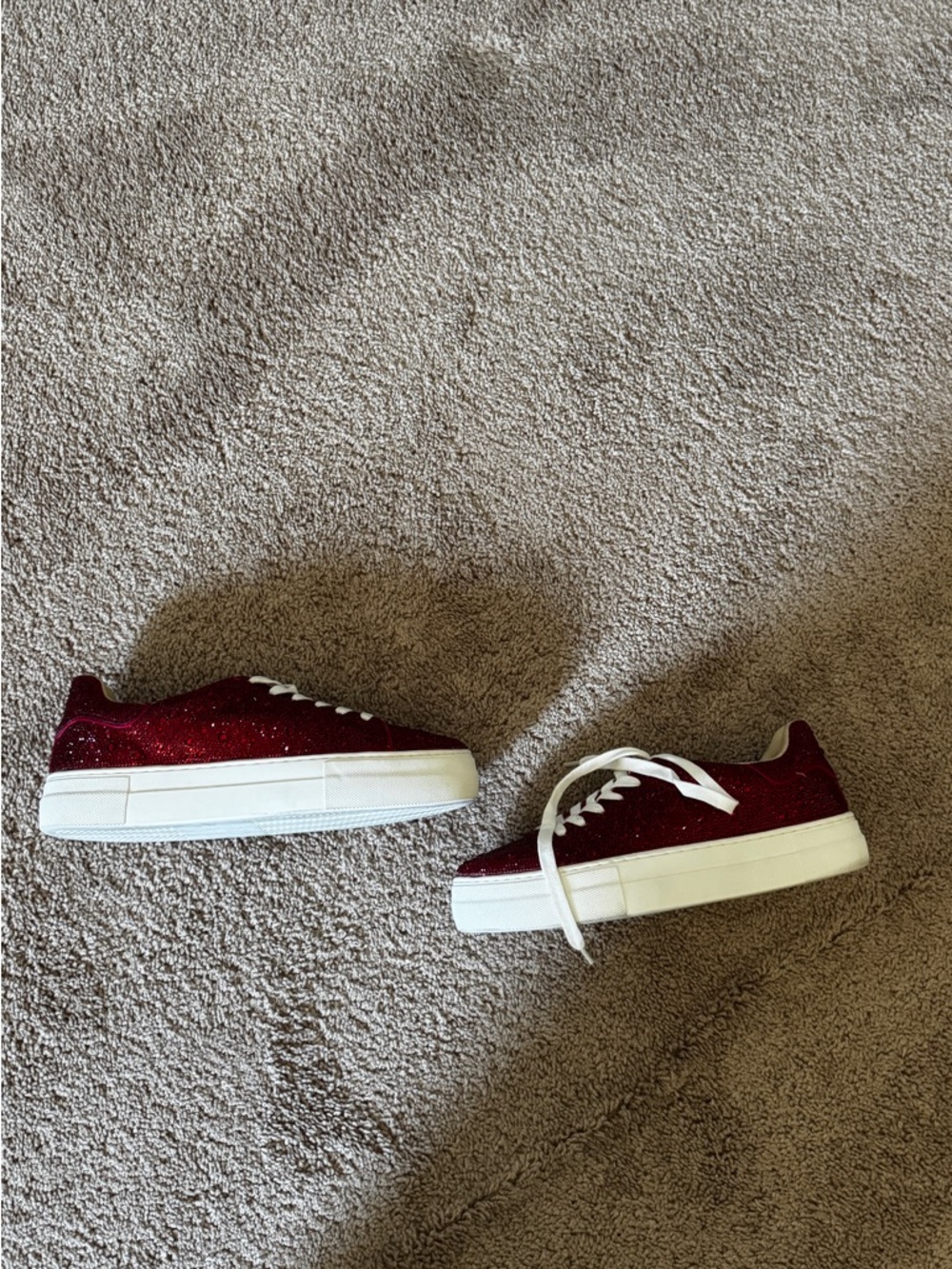 Women’s Burgundy Glitter Platform Sneakers